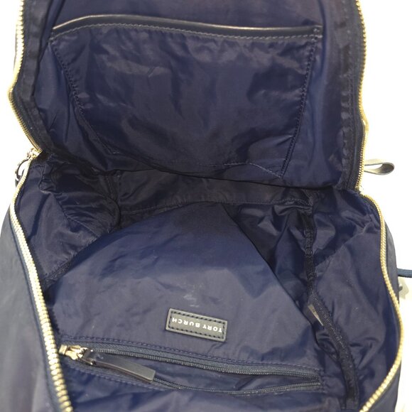 TORY BURCH TILDA STRIPED NYLON MEDIUM BACKPACK WITH ZIP CLOSURE NAVY BLUE PINK.. - Picture 4 of 16
